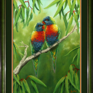 animals-birds-rainbow-lorikeet-love-pair-pastel-drawing-peter-jantke-art-1000