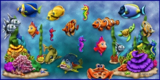 Products - Cartoon Tropical Fish Aquarium - Product Artworks JAS Stickers