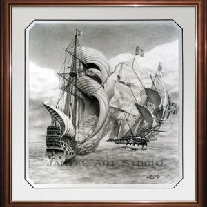 crossing-the-t-main-horatio-nelson-classic-naval-warfare-tactic-pencil-illustration-peter-jantke-art-studio