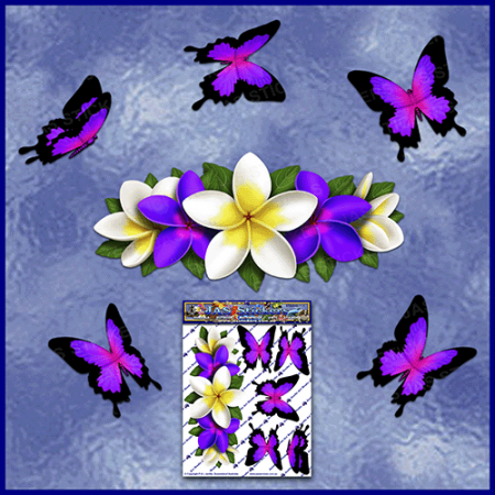 ST046PL-1-open-jas-frangipani-plumeria-flowers-centre-butterflies-purple-white-JAS-Stickers