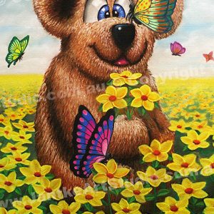 PRC019-main-jas-kids-art-bear-n-butterflies-teddy-in-flowers-jantke-art-print