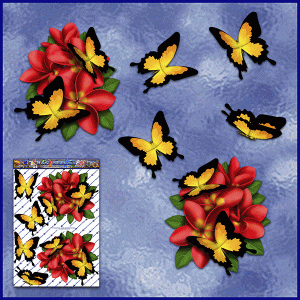 ST047RD-3-open-jas-frangipani-plumeria-bunch-flowers-butterflies-red-JAS-Stickers