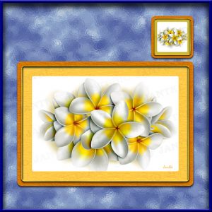 TM002WT-A3-jas-main-frangipani-bouquet-plumeria-flower-table-mat-white-jantke-art-studio